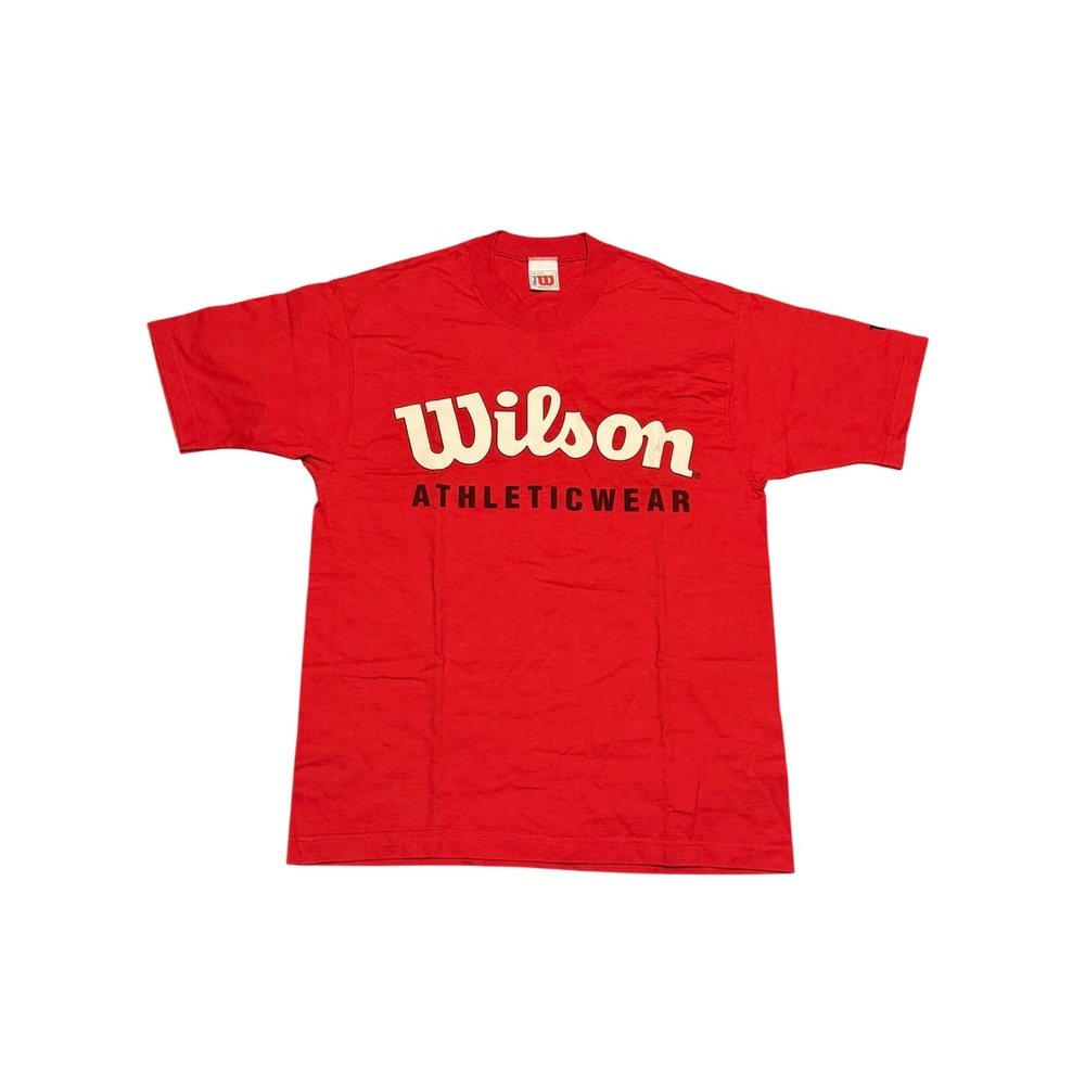 Vintage Wilson Athleticwear T Shirt Red Mens Large Made in USA Single Stitch Tee